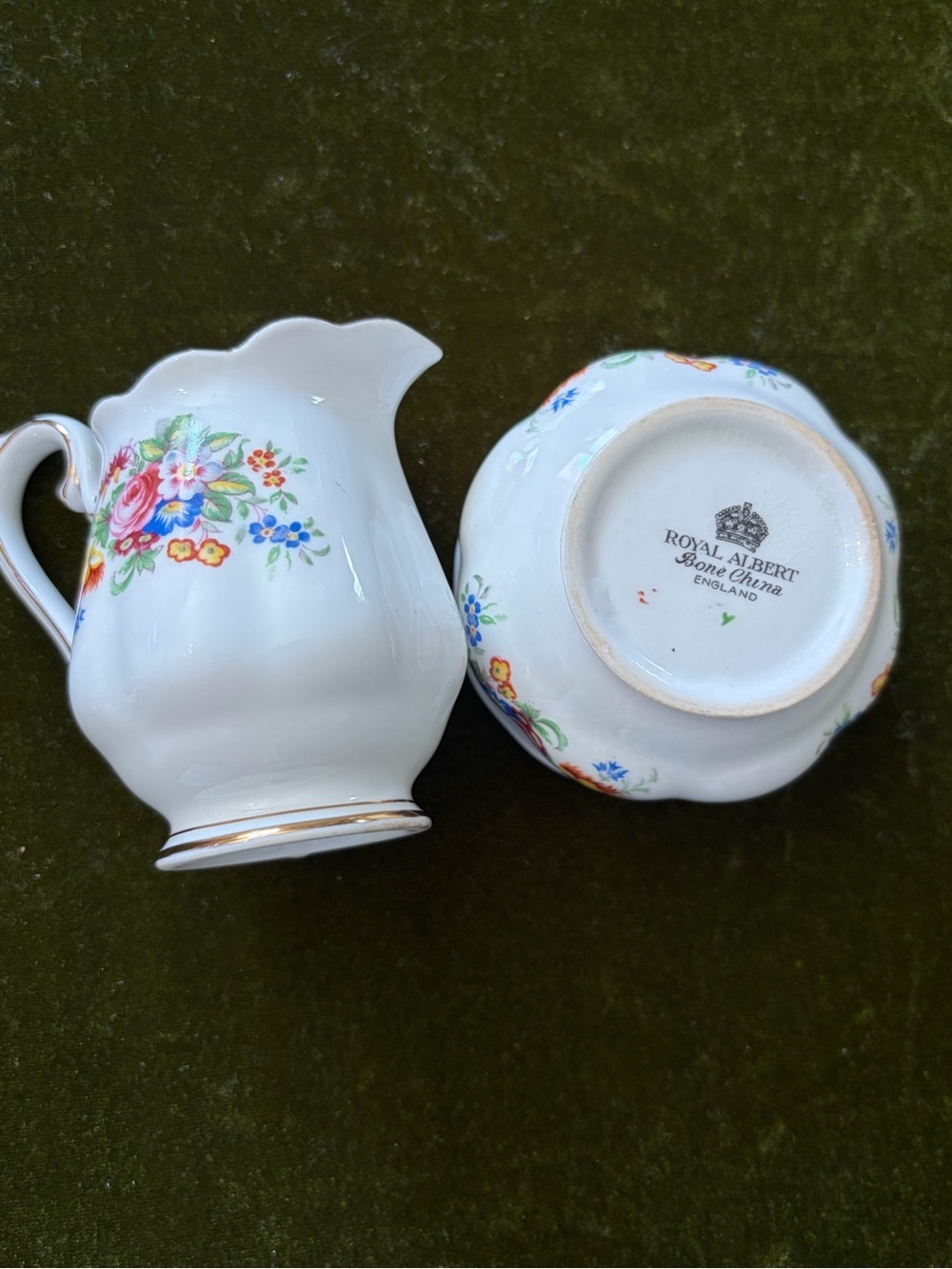Royal Albert White Bone China Mini Creamer and sugar bowl
